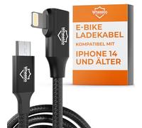 Wheeloo Câble de charge Ebike pour iPhone I pour tous les ordinateurs de vélo par exemple Bosch, Yamaha, Impulse, BH Bikes Écran de vélo électrique I Micro USB vers connecteur Lightning I Câble micro