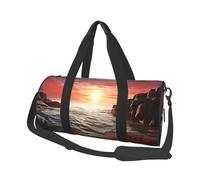 Wheels Abandoned in The Desert Sac de voyage rond - Sac de voyage durable de grande capacité pour les vacances, la gym, les voyages courts, Red Beach Reef, Taille unique