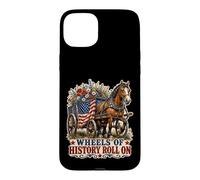 Wheels of History Chariot Drapeau américain Coque pour iPhone 15 Plus
