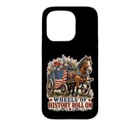 Wheels of History Chariot Drapeau américain Coque pour iPhone 15 Pro