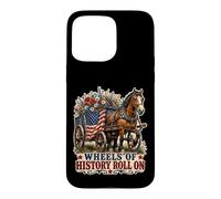 Wheels of History Chariot Drapeau américain Coque pour iPhone 15 Pro Max
