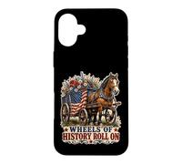 Wheels of History Chariot Drapeau américain Coque pour iPhone 16 Plus