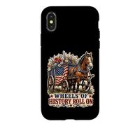 Wheels of History Chariot Drapeau américain Coque pour iPhone X/XS