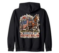 Wheels of History Chariot Drapeau américain Sweat à Capuche