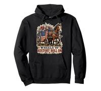 Wheels of History Chariot Drapeau américain Sweat à Capuche