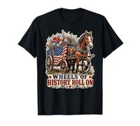 Wheels of History Chariot Drapeau américain T-Shirt