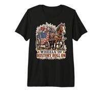 Wheels of History Chariot Drapeau américain T-Shirt Haut de Gamme