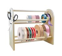 Whemyreat Étagère de rangement en bois à 2 étages - Organiseur pour bobines de ruban - Grande capacité - Pour travaux de couture, bricolage, ruban de soie, ruban cadeau