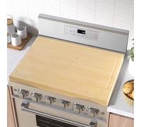 Whemyreat Housse de cuisinière à gaz avec poignées, housse de cuisinière à nouilles en bambou, housse de cuisinière à gaz, plan de travail de cuisine en bambou avec pieds et rainures pour jus, 75 x 55