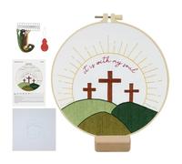 Whemyreat Kit de broderie au point de croix pour débutants chrétiens - 20 x 20 cm - Pour adultes - Avec motif et instructions (français non garanti) - Avec tissu (Christ)