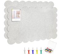 Whemyreat Lot de 2 grands tableaux d'affichage en feutre à bord ondulé avec 30 punaises - 60 x 90 cm - Tableau mémo décoratif avec dos autocollant pour murs - Marron clair