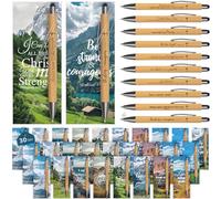 Whemyreat Lot de 30 stylos à bille avec verset de la Bible chrétienne - Cadeaux en vrac avec marque-pages - Cadeaux d'église - Cadeaux de groupe - Encre noire - Fournitures inspirantes religieuses