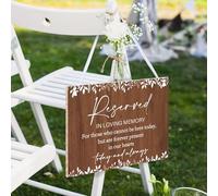 Whemyreat Panneau commémoratif de mariage rustique avec ruban, panneau commémoratif céleste, panneau de siège réservé de mariage avec inscription « Loving Memory of Love Ones Parents Celebrating