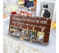 Whemyreat Panneau commémoratif en bois avec 5 clips pour décoration de table de cérémonie de réception - Tableau à suspendre pour honorer les âmes - Décoration de paradis d'eucalyptus - 40,6 x 20,3 cm