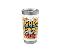 When God Made Me Grinned This Will Be Fun Christian Gobelet isotherme en acier inoxydable double paroi