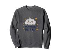 « When in Doubt Take a Nap Sleepy Cloud Cute Wall Art » Sweatshirt, Unisexe pour Adultes, Chiné Foncé, S
