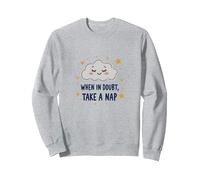 « When in Doubt Take a Nap Sleepy Cloud Cute Wall Art » Sweatshirt, Unisexe pour Adultes, Gris Chiné, XXL