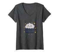 « When in Doubt Take a Nap Sleepy Cloud Cute Wall Art » T-Shirt avec Col en V, Femme, Chiné Foncé, S