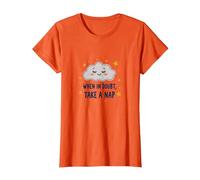 « When in Doubt Take a Nap Sleepy Cloud Cute Wall Art » T-Shirt, Femme, Orange, XS