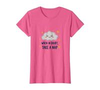 « When in Doubt Take a Nap Sleepy Cloud Cute Wall Art » T-Shirt, Femme, Rose Chiné, M