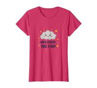 « When in Doubt Take a Nap Sleepy Cloud Cute Wall Art » T-Shirt, Femme, Rouge Chiné, 3XL