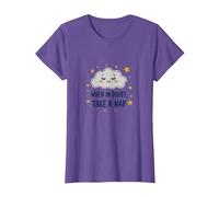 « When in Doubt Take a Nap Sleepy Cloud Cute Wall Art » T-Shirt, Femme, Violet Chiné, 3XL