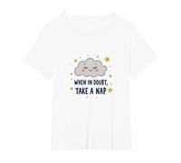 When in Doubt Take a Nap Sleepy Cloud Décoration Murale Mignonne T-Shirt, Femme Grandes Tailles, Blanc, 3X