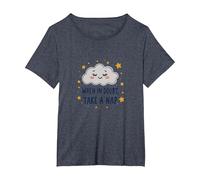 When in Doubt Take a Nap Sleepy Cloud Décoration Murale Mignonne T-Shirt, Femme Grandes Tailles, Bleu Chiné, 6X