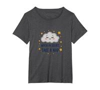 When in Doubt Take a Nap Sleepy Cloud Décoration Murale Mignonne T-Shirt, Femme Grandes Tailles, Chiné Foncé, 1X