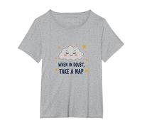When in Doubt Take a Nap Sleepy Cloud Décoration Murale Mignonne T-Shirt, Femme Grandes Tailles, Gris Chiné, 1X