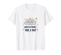 When in Doubt Take a Nap Sleepy Cloud Décoration Murale Mignonne T-Shirt, Homme, Blanc, M