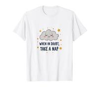 When in Doubt Take a Nap Sleepy Cloud Décoration Murale Mignonne T-Shirt, Homme, Blanc, XL