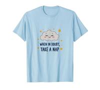 When in Doubt Take a Nap Sleepy Cloud Décoration Murale Mignonne T-Shirt, Homme, Bleu Céleste, L