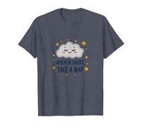 When in Doubt Take a Nap Sleepy Cloud Décoration Murale Mignonne T-Shirt, Homme, Bleu Chiné, S