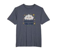 When in Doubt Take a Nap Sleepy Cloud Décoration Murale Mignonne T-Shirt, Homme Grandes Tailles, Bleu Chiné, 4X Tall