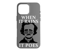 When It Rains It Poes Funny Edgar Allan Poe Coque pour iPhone 16 Pro Max