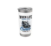 When Life Throws You A Curve Lean Into It Moto Biker Gobelet isotherme en acier inoxydable double paroi