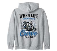 When Life Throws You A Curve Lean Into It Moto Biker Sweat à Capuche