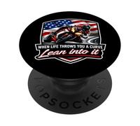 When Life Throws You A Curve Lean Into It Moto Rider PopSockets PopGrip Adhésif