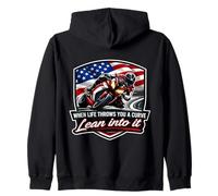 When Life Throws You A Curve Lean Into It Moto Rider Sweat à Capuche