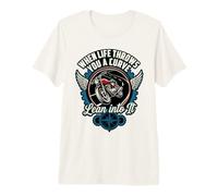 When Life Throws You A Curve Lean Into It Moto Rider T-Shirt Haut de Gamme
