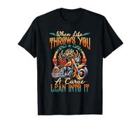 When Lifes Throws You A Curve Lean Into It Moto Racer T-Shirt