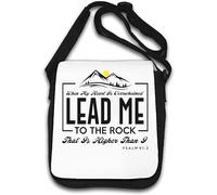 When My Heart Is Overwhelmed Lead Me To The Rock That Is Higher Than I Psaum 61 2 Sac à bandoulière Blanc