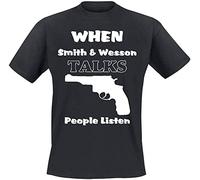 When Smith and Wesson Talks. Coole Lustige Sprüche T-Shirts Fun T-Shirt Black XXL