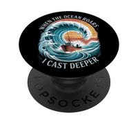 When The Ocean Roars I Cast Deep Summer Saltwater Fishing PopSockets PopGrip Adhésif