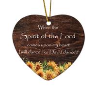 When The Spirit of The Lord Comes upon My Heart, I Will Dance Like David Dancing Heart Citations Décoration de Noël en céramique pour sapin de Noël, souvenir de vacances, Nouvel An, cadeau