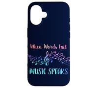 When Words Fail Music Speaks Band Orchestre Professeur Musicien Coque pour iPhone 16