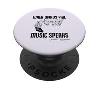 When Words Fail Music Speaks Shakespeare Meme Citation au Dos PopSockets PopGrip Adhésif