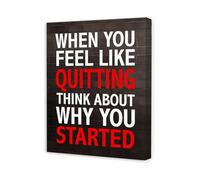 When You Feel Like Quitting Think About Why You Started Wall Art Motivational Gym Quote Canvas Print for Home Office Workout Room(Framed,12X18inch(30X45cm))