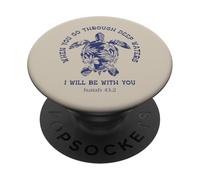 When You Go Through Deep Waters I Will Be with You Tortue PopSockets PopGrip Adhésif